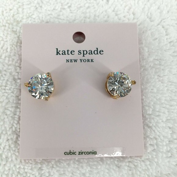 New Kate Spade Round Cubic Zirconia Stud Earrings - Picture 2 of 6